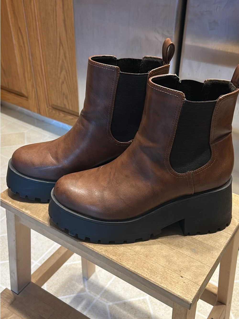 Women's Brown Chelsea Platform Boots